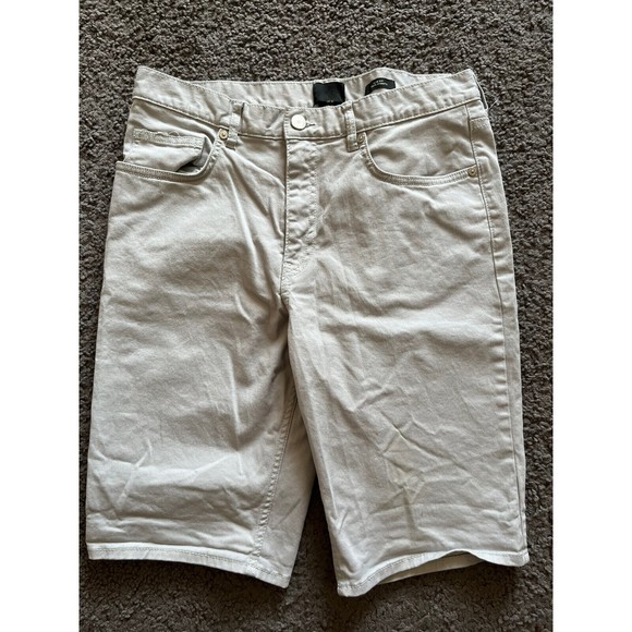 H&M Mens Bermuda Jeans Shorts Stretch Slim Fit Mid Rise Light Gray Size US 31 - Picture 1 of 4